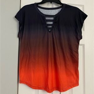 Ombre Orange/Black Batwing Sleeve Tee